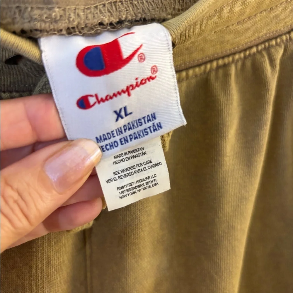 Mens Champion washed Tan Cargo Sweatpants - Casual Drawstring Joggers Sz XL